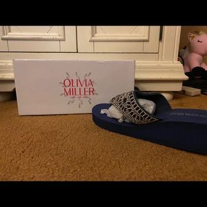 Olivia Miller rhinestone wedge flip flops